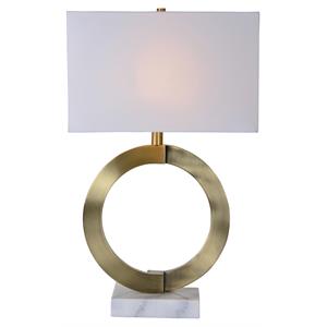Renwil Skylar 16&quot Modern 1-light Marble Table Lamp in Antique Bronze and White