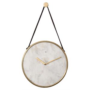 Renwil Livenna 10.5&quot Contemporary Marble Wall Clock in Antique Brass