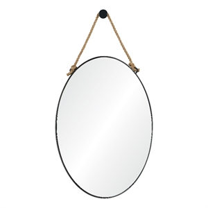 Renwil Parbuckle 42x22&quot Oval Modern Glass Accent Wall Mirror in Clear