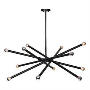 Renwil Clemente 12-Light Hardwired Modern Metal Ceiling Fixture in Black