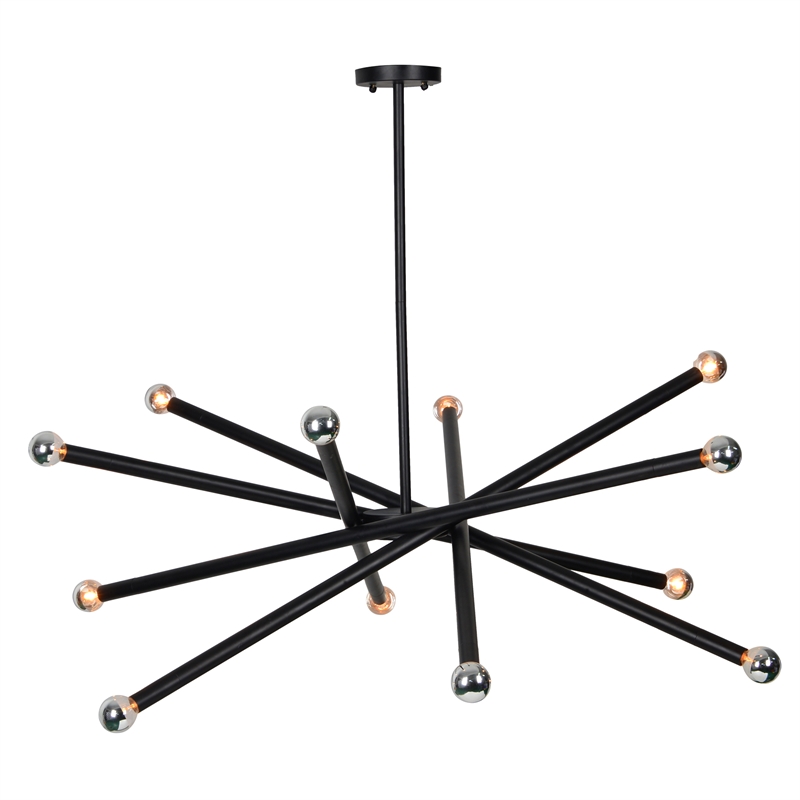 Renwil Clemente 12-Light Hardwired Modern Metal Ceiling Fixture in Black