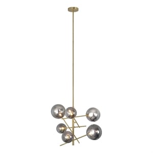 Renwil Laylani 6-Light Modern Steel Metal & Glass Ceiling Fixture in Brass