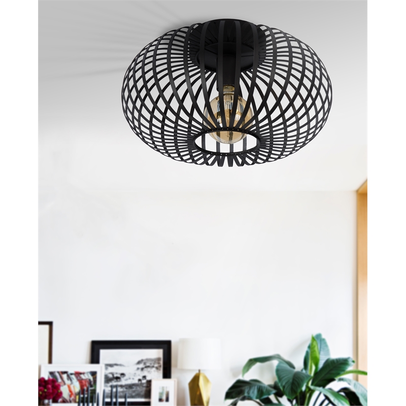Renwil Ivy 1-Light Modern Metal & Glass Ceiling Fixture in Black