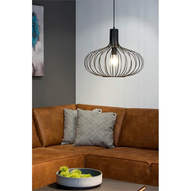 Renwil Ione 1-Light Modern Metal & Glass Ceiling Fixture in Black