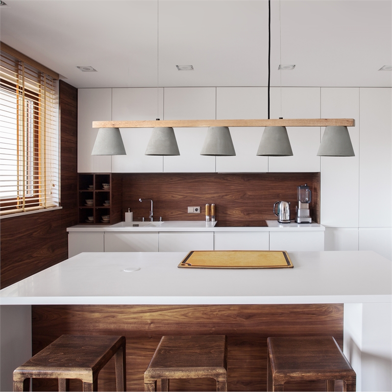 Renwil Zain 5-Light Modern Steel Metal Ceiling Fixture in Natural/Gray