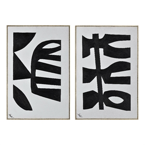 Renwil Rockwell 36x24&quot Modern Cotton Hanging Wall Canvas Art in White (Set of 2)