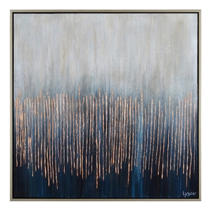 Renwil Flynn 50x50&quot Modern Fabric Hanging Wall Canvas Art in Blue & Bronze