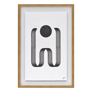 Renwil Arlo 36x24&quot Fabric Alternative Wall Art Framed Print in White & Walnut