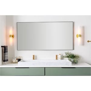 Renwil Trilo 60x30&quot Rectangle Modern Glass Accent Wall Mirror in Clear