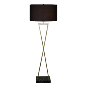 renwil marta 1-light modern iron metal floor lamp in brass & black