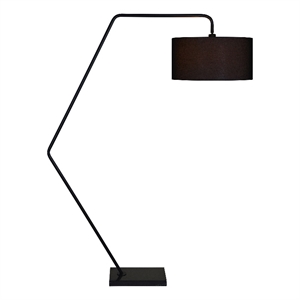 Renwil Penelin 1-Light Modern Metal & Linen Floor Lamp in Black