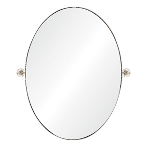 Renwil Azalea 24x30&quot Oval Modern Glass Accent Wall Mirror in Clear