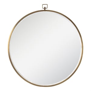 Renwil Azam 34&quot Round Modern Glass Accent Wall Mirror in Clear