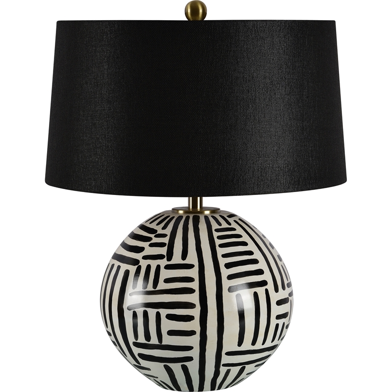 Renwil Milka 1-Light Modern Iron Metal Table Lamp in Cream & Black