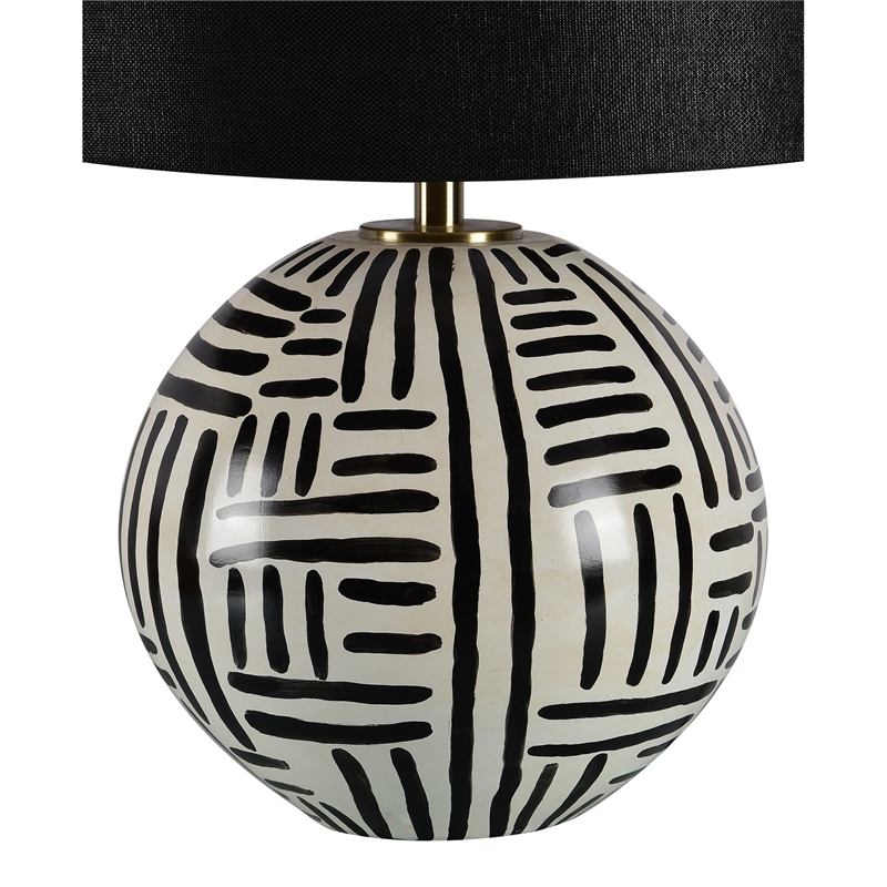 Renwil Milka 1-Light Modern Iron Metal Table Lamp in Cream & Black