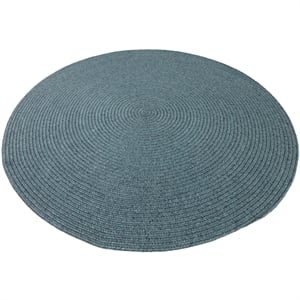 Renwil Sage Blue 60&quot Round Modern Polyester Fabric Outdoor Rug in Blue