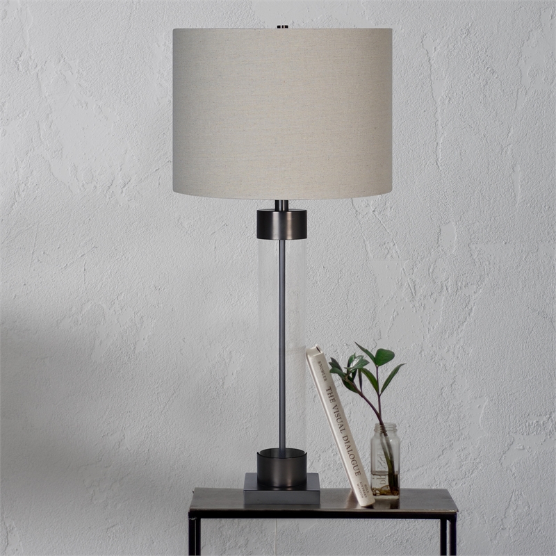 Renwil Meredith 1-Light Modern Glass & Metal Table Lamp in Clear