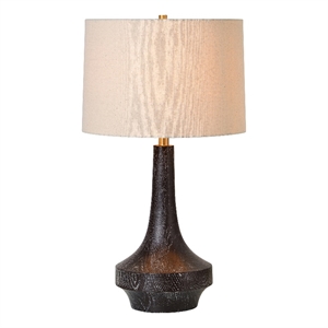 Renwil Truro 1-Light Modern Polyresin Table Lamp in Dark Brown