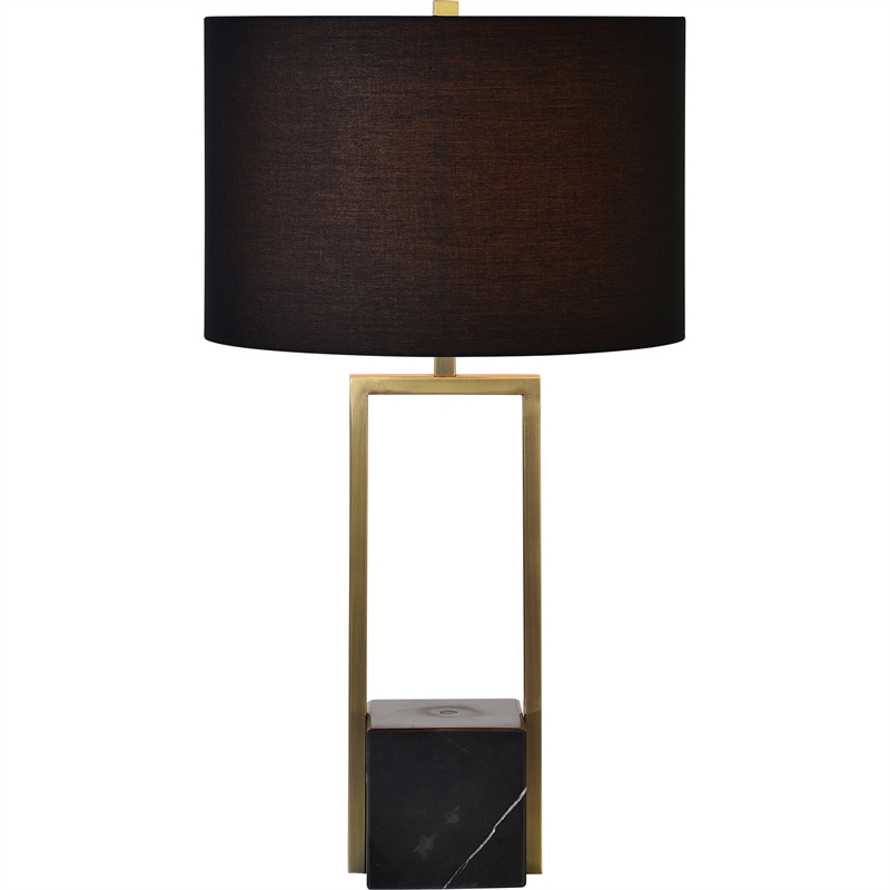 Renwil Arla 1-Light Modern Iron Metal Table Lamp in Black & Brass