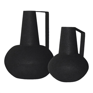 Renwil Monarda Modern Iron Metal Decorative Vase in Black (Set of 2)