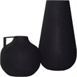 Renwil Roove Modern Iron Metal Decorative Vase in Matte Black (Set of 2)
