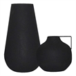 Renwil Roove Modern Iron Metal Decorative Vase in Matte Black (Set of 2)
