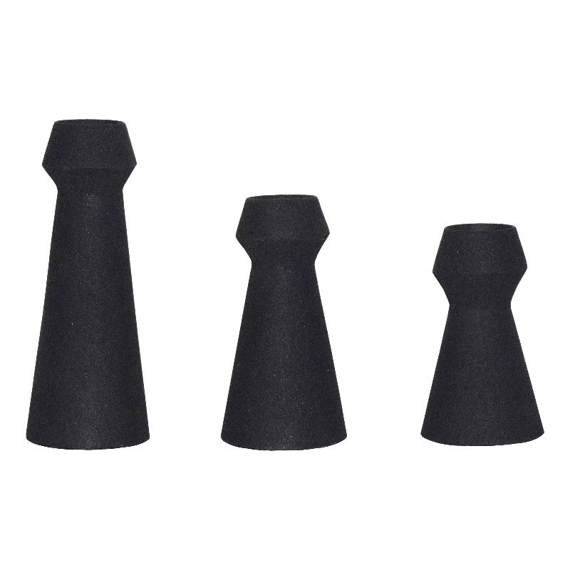 Renwil Granfeld Modern Iron Metal Decorative Vase in Black (Set of 3)