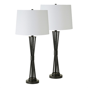 Renwil Zaya 1-Light Modern Metal Promo Table Lamp in Black (Set of 2)