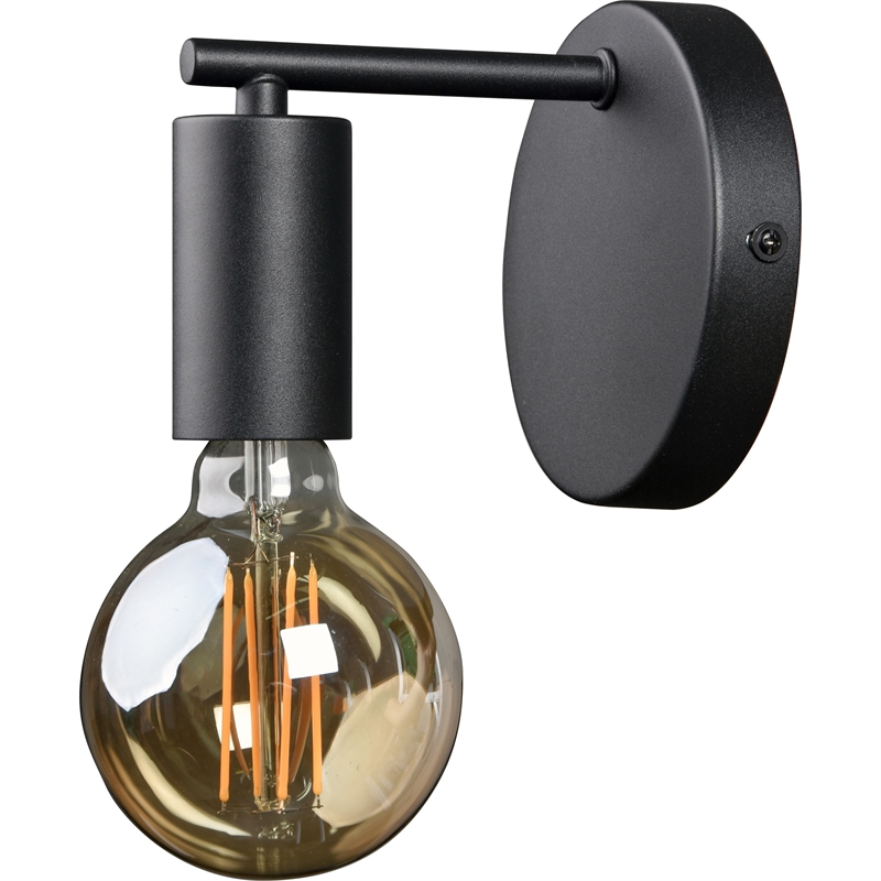 Renwil Think 1-Light Modern Steel Metal & Glass Wall Sconce in Black & Clear