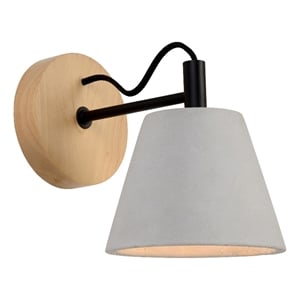 Renwil Turtle Bay 1-Light Modern Wood & Steel Wall Sconce in Gray