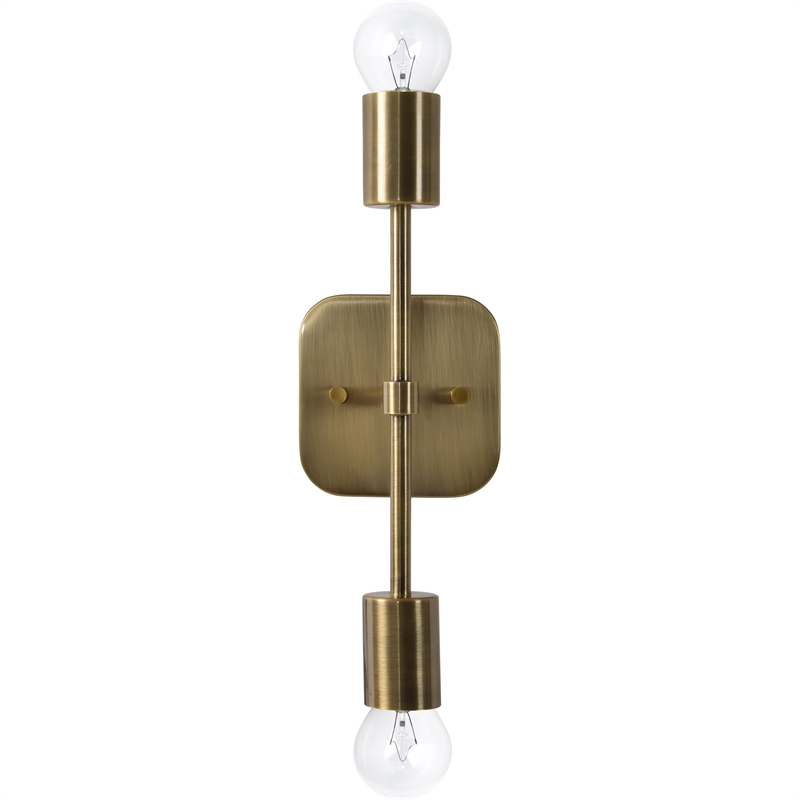 Renwil Anka 2-Light Modern Iron Metal & Glass Wall Sconce in Brass