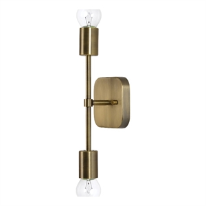 Renwil Anka 2-Light Modern Iron Metal & Glass Wall Sconce in Brass