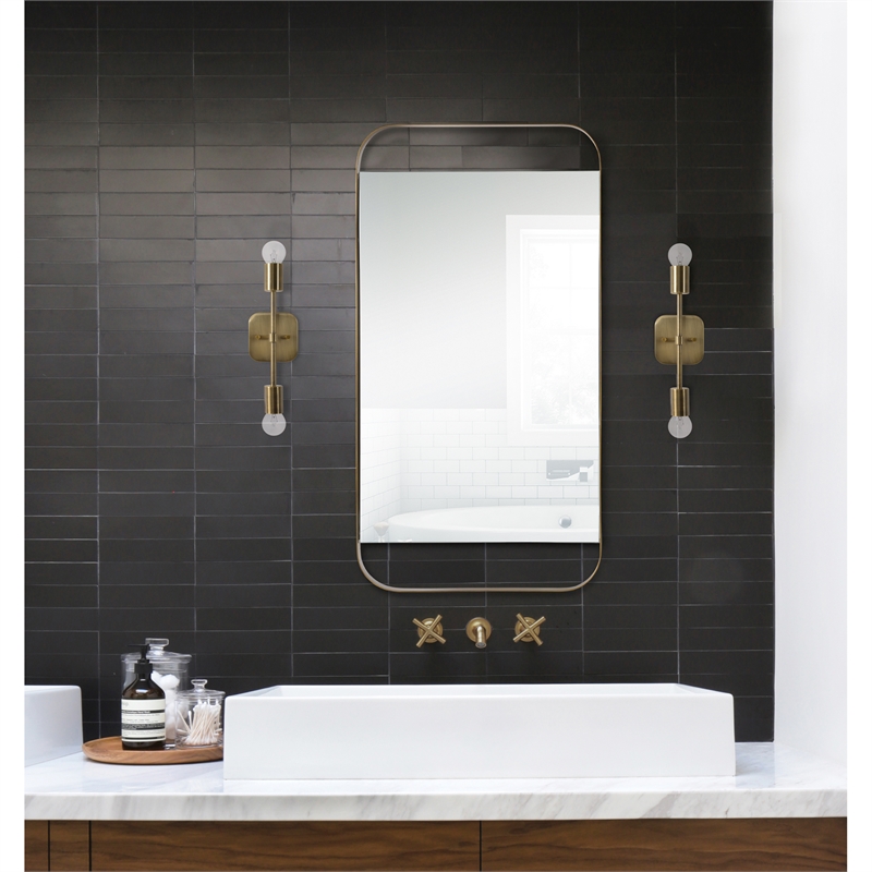 Renwil Anka 2-Light Modern Iron Metal & Glass Wall Sconce in Brass