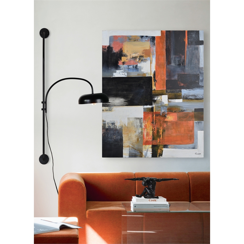 Renwil Draco 1-Light Modern Metal & Glass Wall Sconce in Black