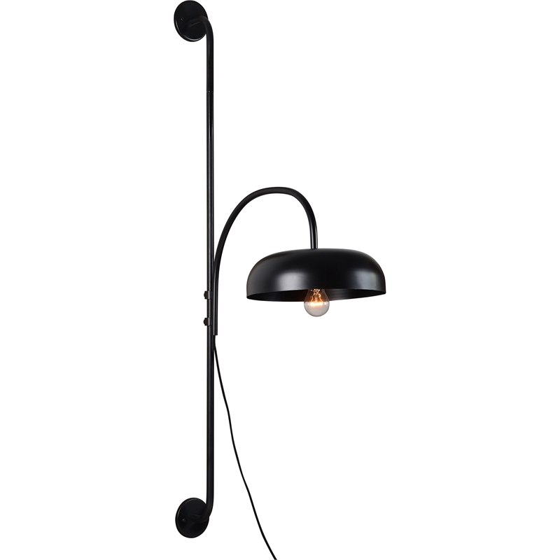 Renwil Draco 1-Light Modern Metal & Glass Wall Sconce in Black