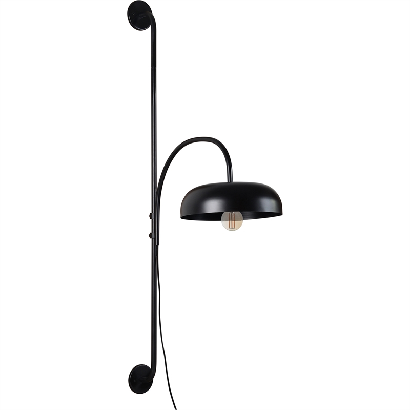 Renwil Draco 1-Light Modern Metal & Glass Wall Sconce in Black