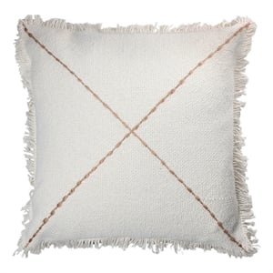 Renwil Bulgaria 22x22&quot Square Modern Cotton Decorative Pillow in Ivory
