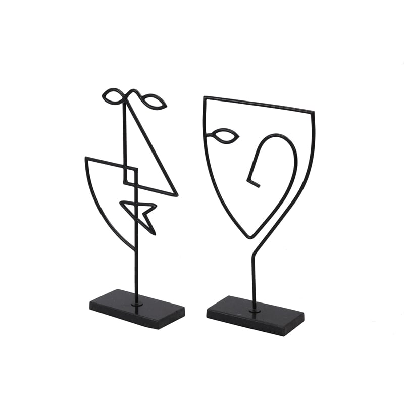 Renwil Posie Modern Metal Decorative Statue in Black (Set of 2)