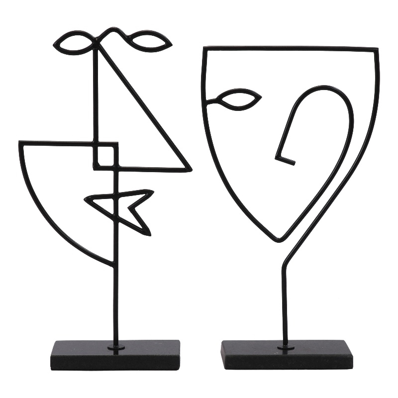 Renwil Posie Modern Metal Decorative Statue in Black (Set of 2)