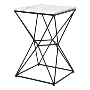 Renwil Symmetry 22x14&quot Modern Metal Decorative End Table in White