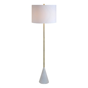 renwil lacuna 1-light modern metal floor lamp in brass & white