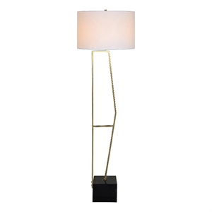 renwil angelov 1-light modern metal floor lamp in brass & white