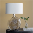 Renwil Benedek 1-Light Modern Metal Table Lamp in Clear & White