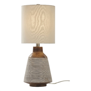 Renwil Botwood 1-Light Modern Mango Wood Table Lamp in Walnut & White