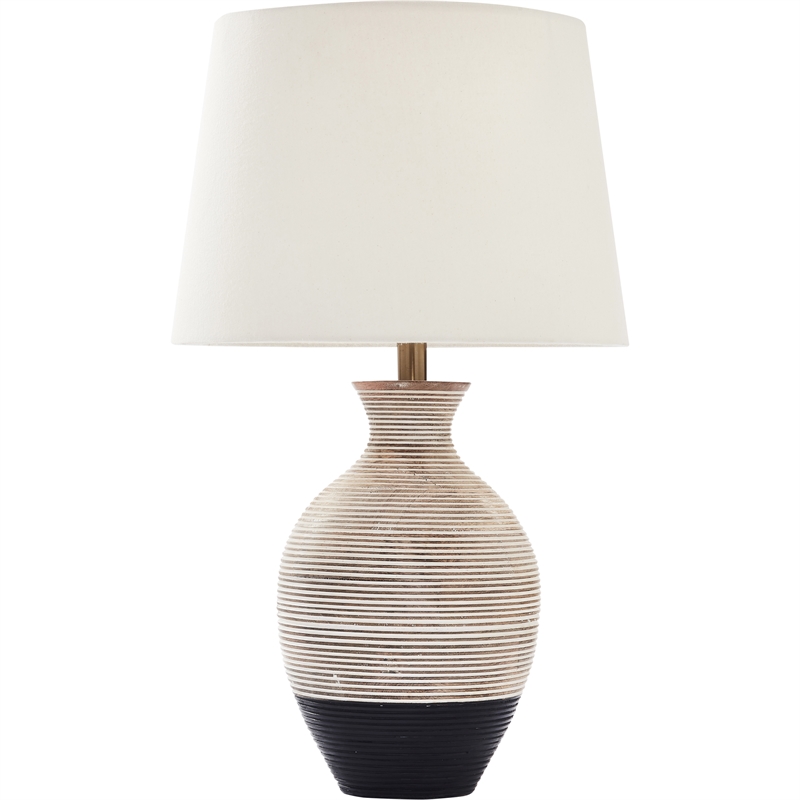 Renwil Ignacio 1-Light Modern Mango Wood Table Lamp in Black & White