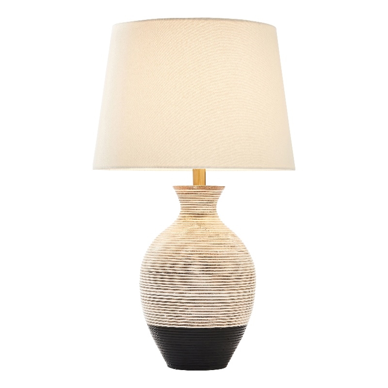 Renwil Ignacio 1-Light Modern Mango Wood Table Lamp in Black & White