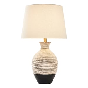 Renwil Ignacio 1-Light Modern Mango Wood Table Lamp in Black & White