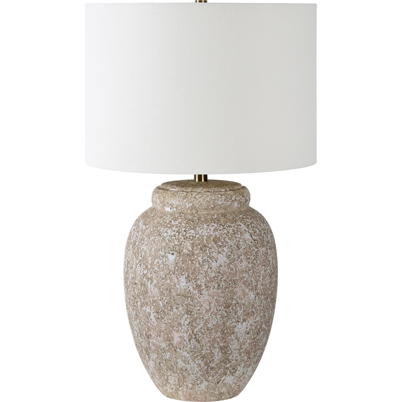 Renwil Wassily 1-Light Modern Ceramic & Linen Table Lamp in Cream