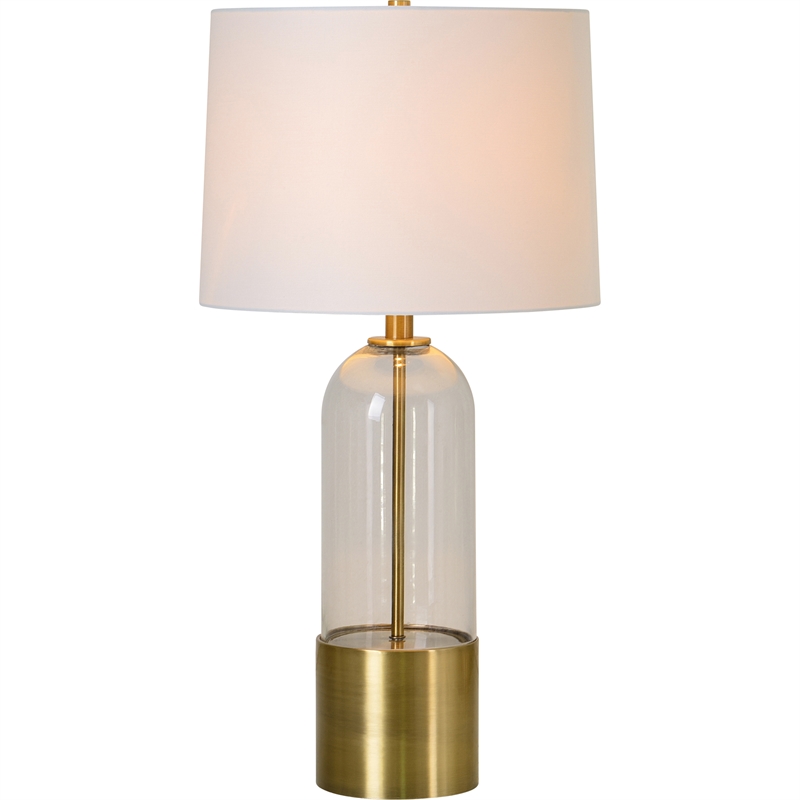 Renwil Theodore 1-Light Modern Metal Table Lamp in Clear & Brass (Set of 2)