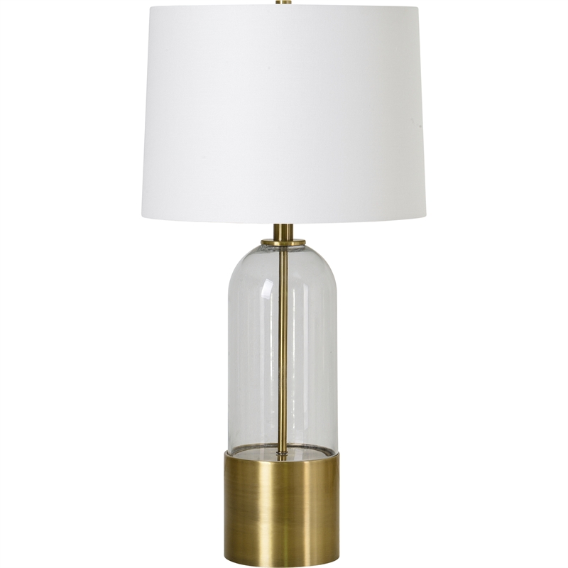Renwil Theodore 1-Light Modern Metal Table Lamp in Clear & Brass (Set of 2)